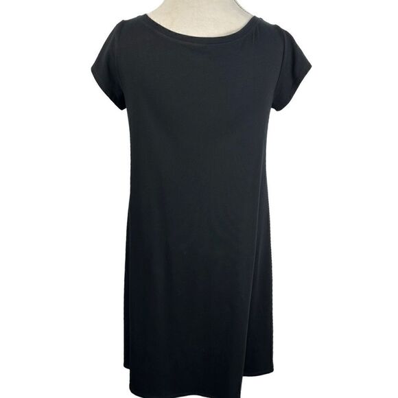 Eileen Fisher The System Women's Black Stretch Shift Shirt Dress S/S Size M - Picture 5 of 8